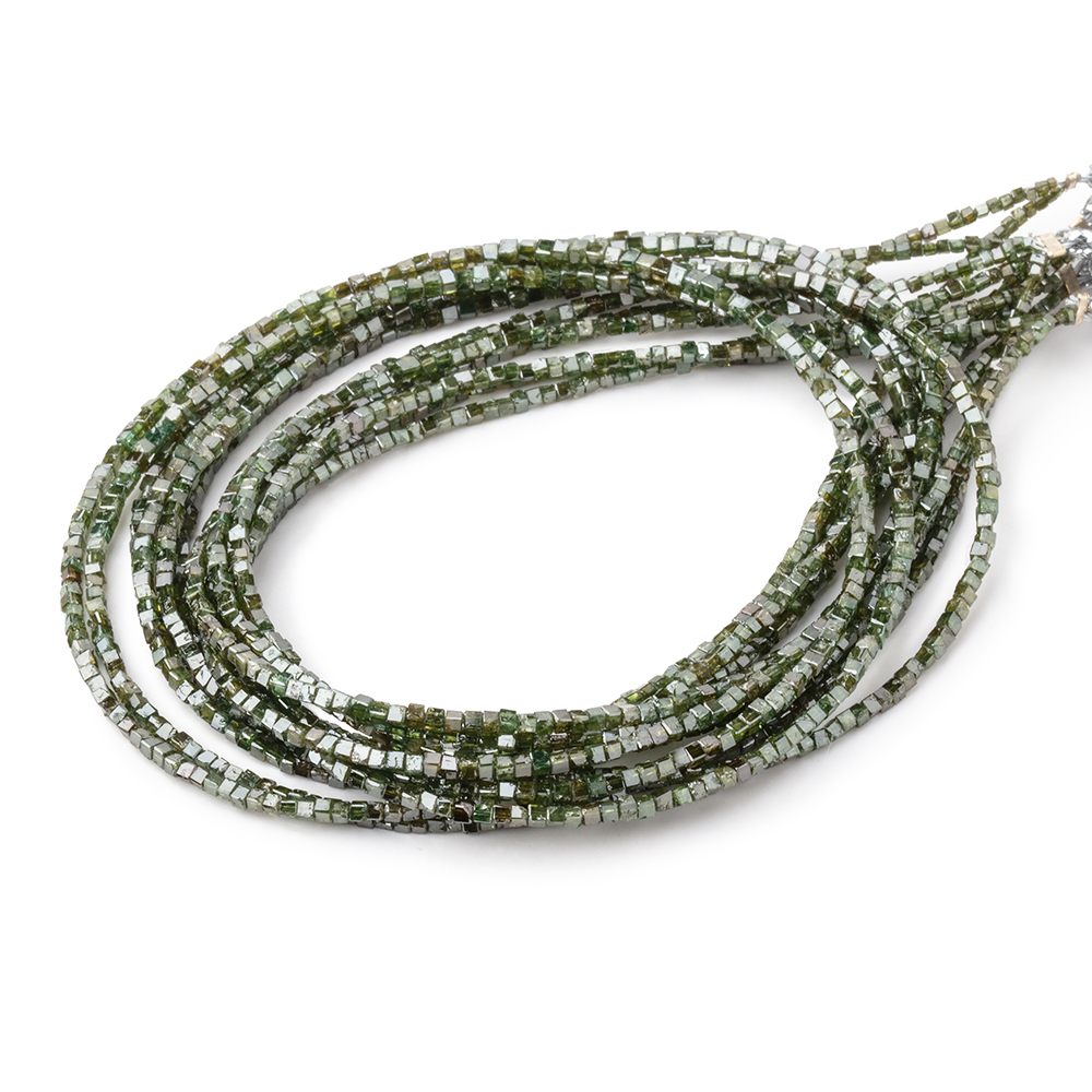 1-1.7mm Olive Green Diamond Unfaceted Cube Beads 15 inch 290 pieces - Beadsofcambay.com