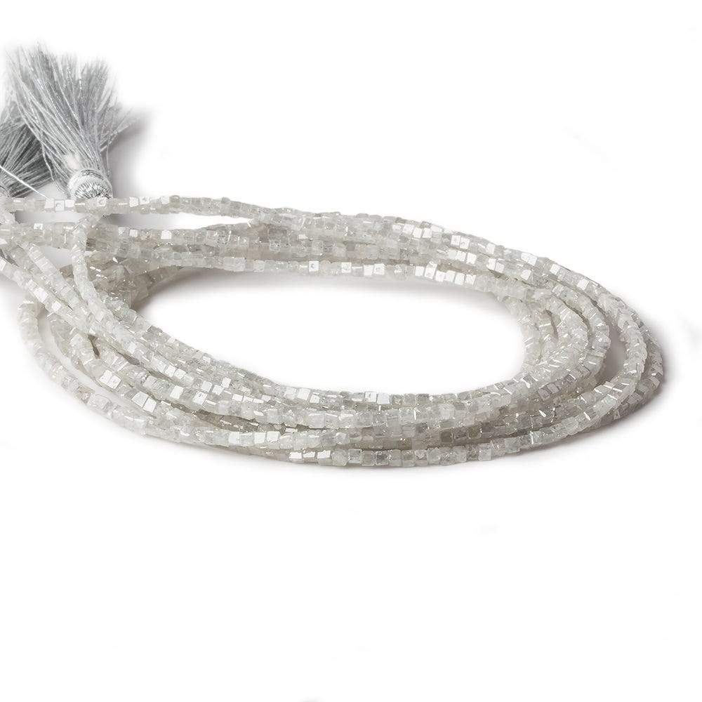 1-2mm White Diamond Unfaceted Cube Beads 14 inch 295 pieces - Beadsofcambay.com