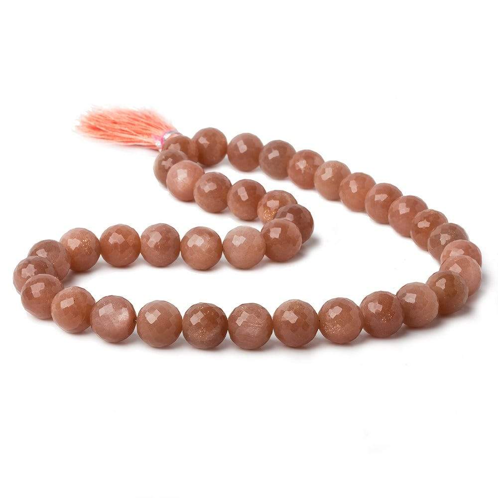 10-10.5mm Angel Skin Peach Moonstone Faceted Rounds 15 inch 38 beads AA - Beadsofcambay.com