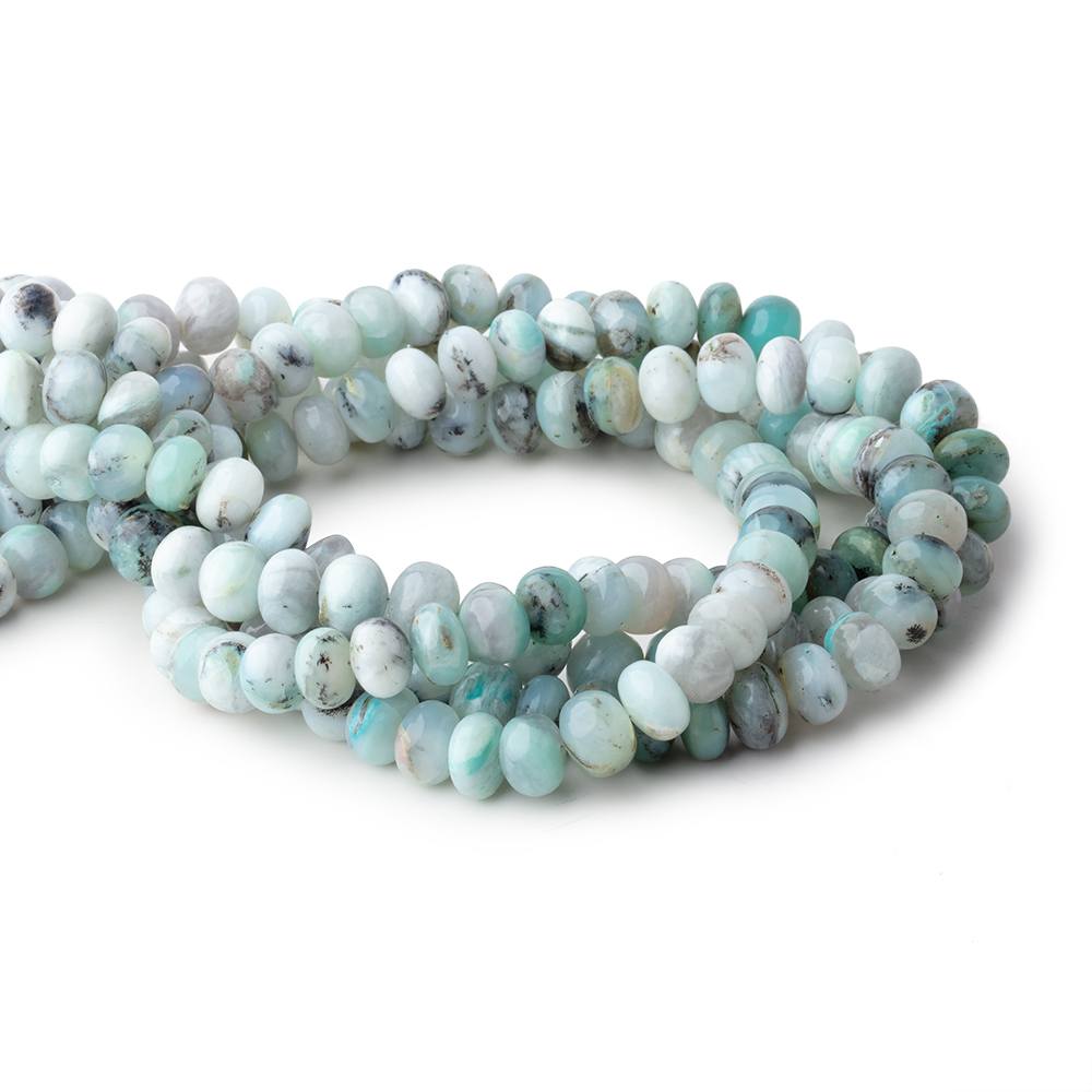 10-10.5mm Blue Peruvian Opal Plain Rondelle Beads 16 inch 54 pieces - Beadsofcambay.com