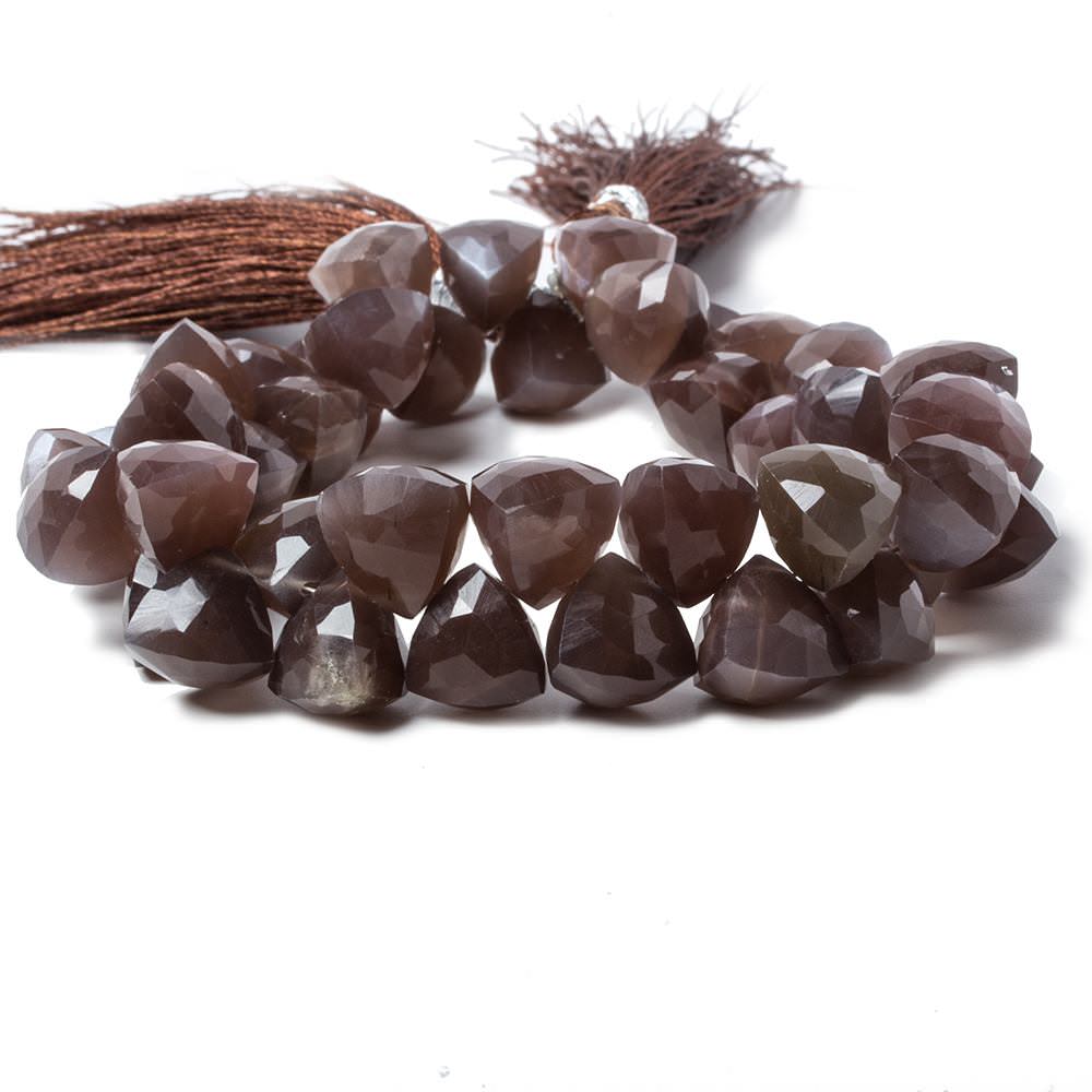 10-10.5mm Chocolate Moonstone top drilled faceted trillion beads 8 inch 43 pcs - Beadsofcambay.com