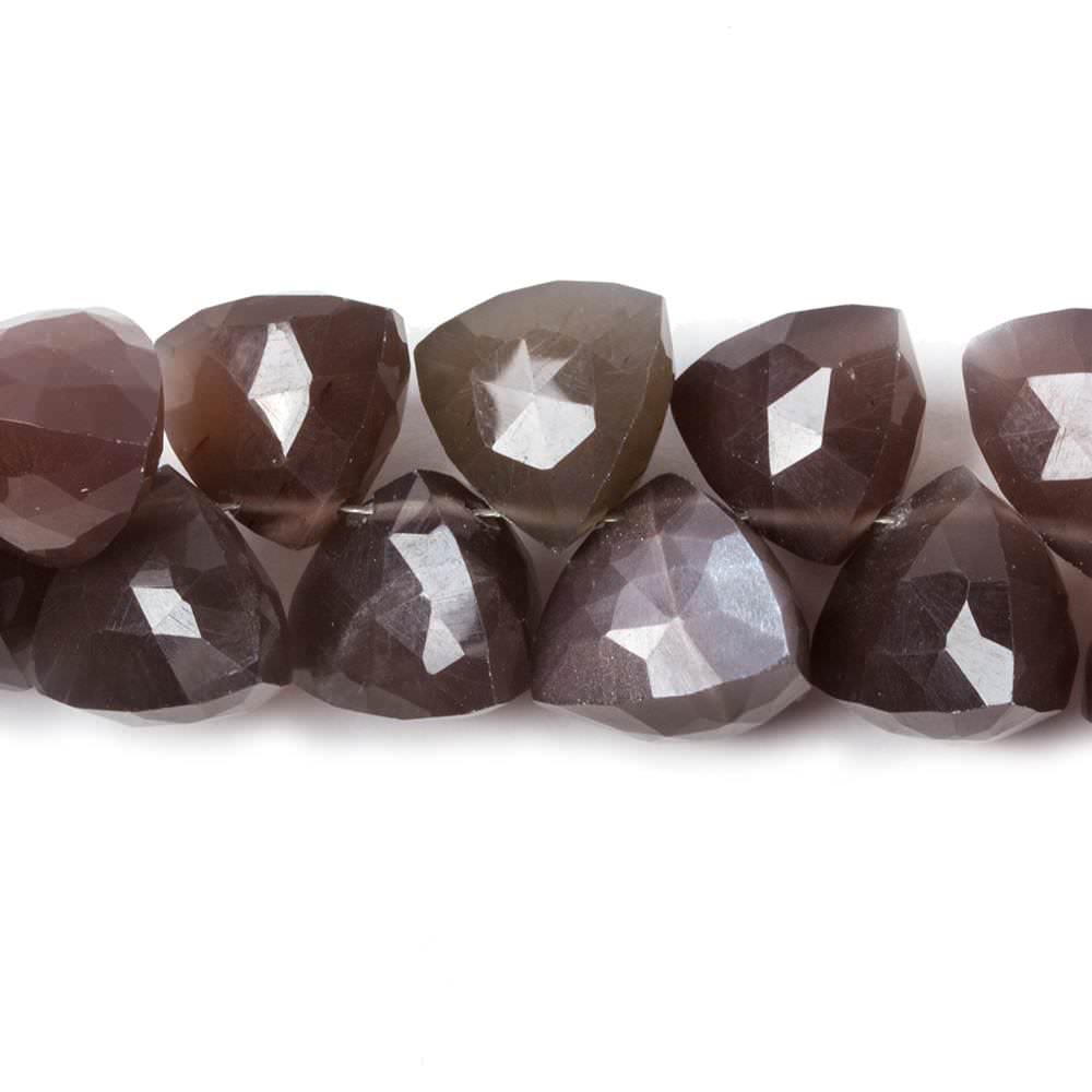 10-10.5mm Chocolate Moonstone top drilled faceted trillion beads 8 inch 43 pcs - Beadsofcambay.com