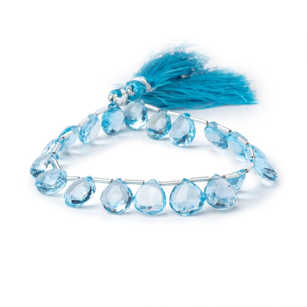 10-10.5mm Sky Blue Topaz Faceted Heart Beads 7.5 inch 19 pieces AAA - Beadsofcambay.com