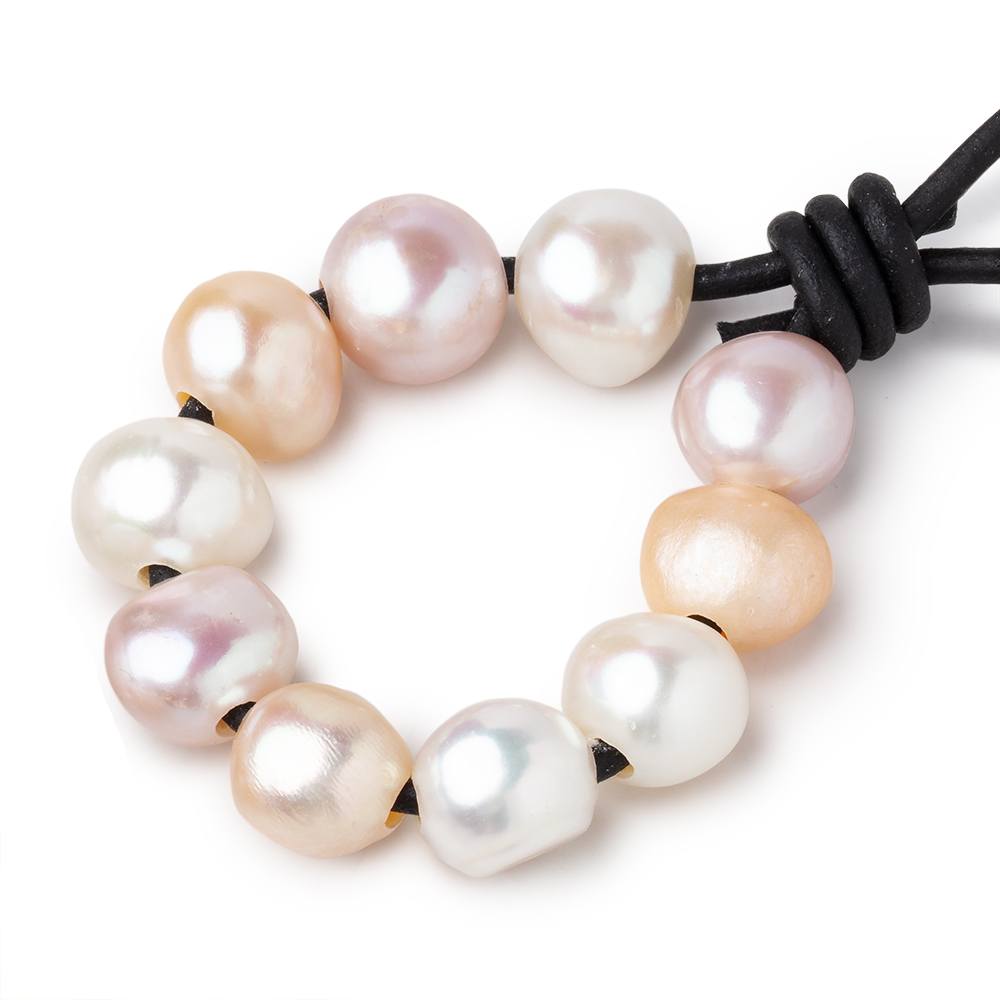 10-10.5mm TriColor Large Hole Baroque Pearls Set of 10 - Beadsofcambay.com