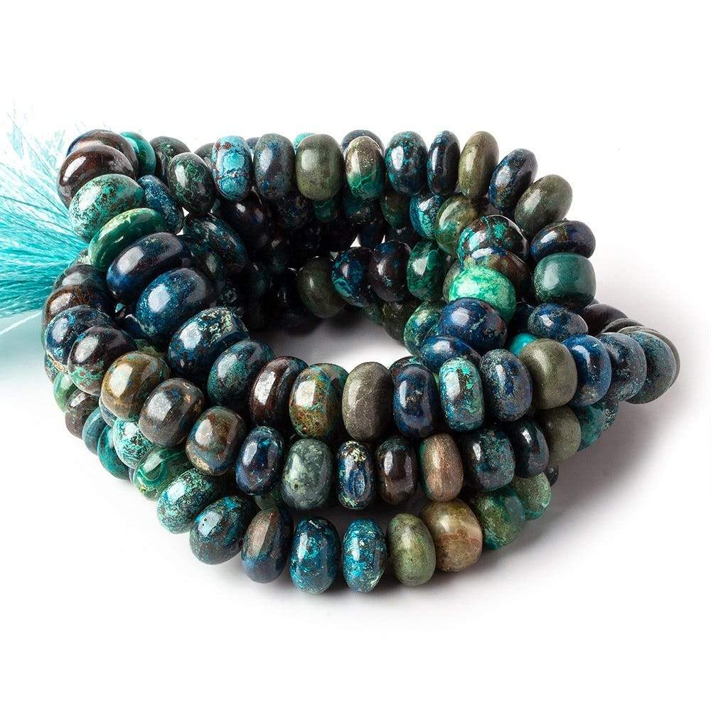 10-11mm Chrysocolla Plain Rondelle Beads 16 inch 60 pieces - Beadsofcambay.com