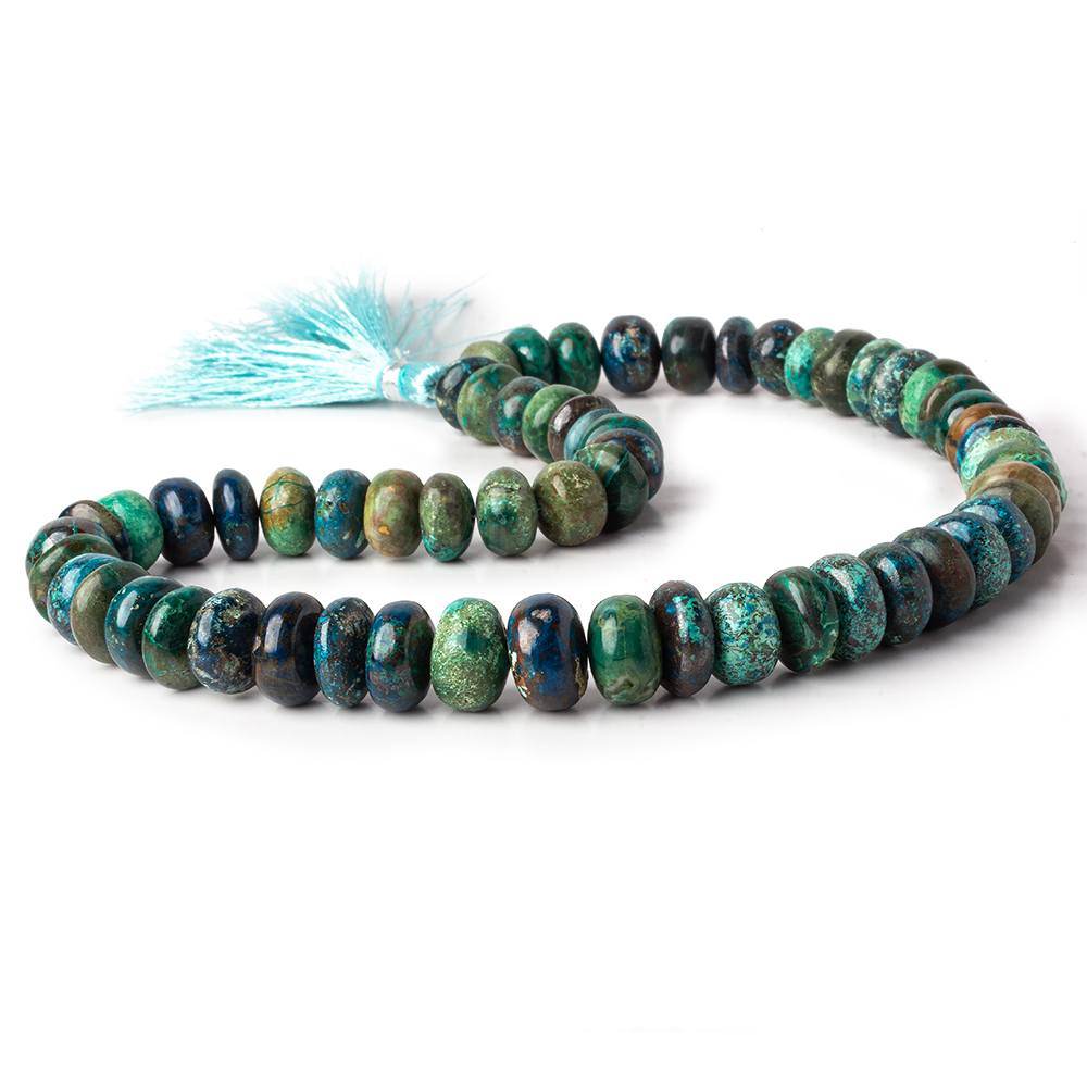 10-11mm Chrysocolla Plain Rondelle Beads 16 inch 60 pieces - Beadsofcambay.com