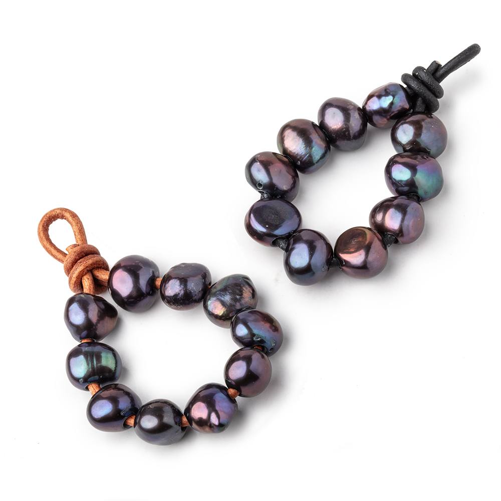 10-11mm Copperish Peacock Large Hole Baroque Pearls Set of 10 - Beadsofcambay.com