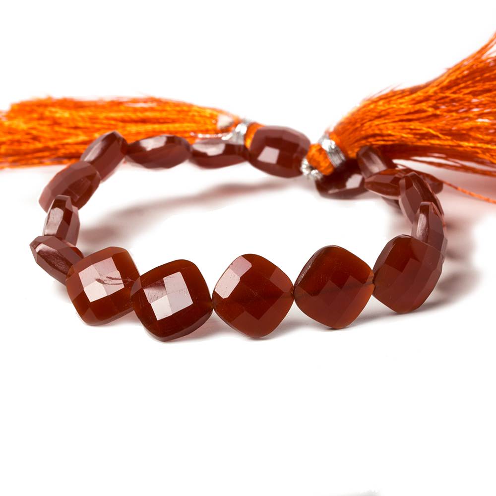 10-11mm Dark Carnelian faceted pillow beads 8 inch 16 pieces - Beadsofcambay.com