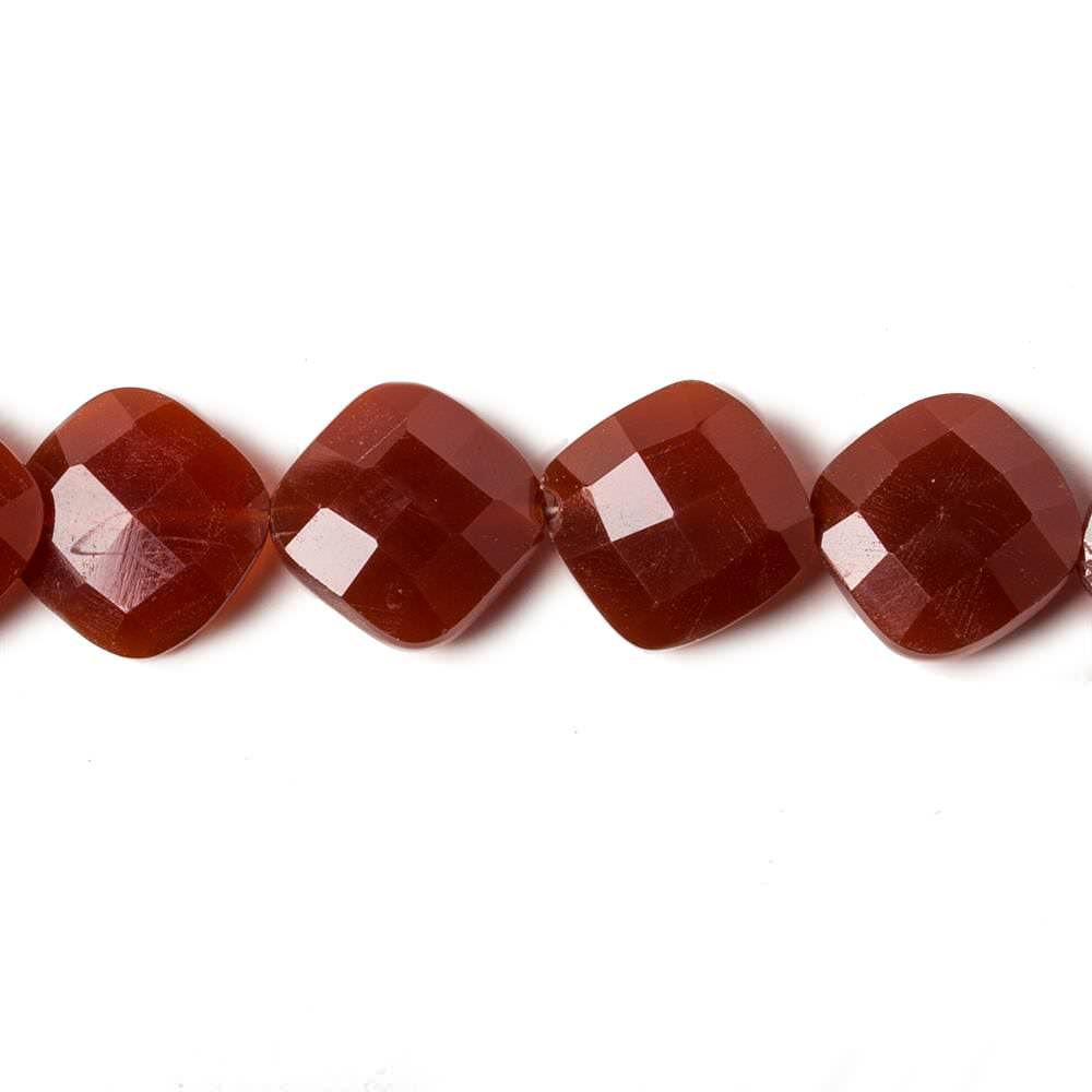 10-11mm Dark Carnelian faceted pillow beads 8 inch 16 pieces - Beadsofcambay.com