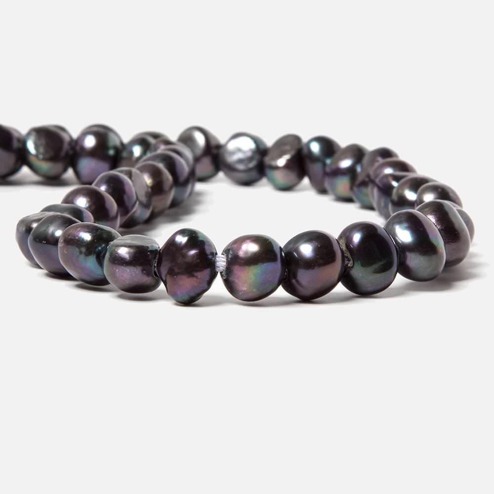 10-11mm Dark Peacock Baroque Side Drill 2.5mm large hole Pearl 44 pcs - Beadsofcambay.com