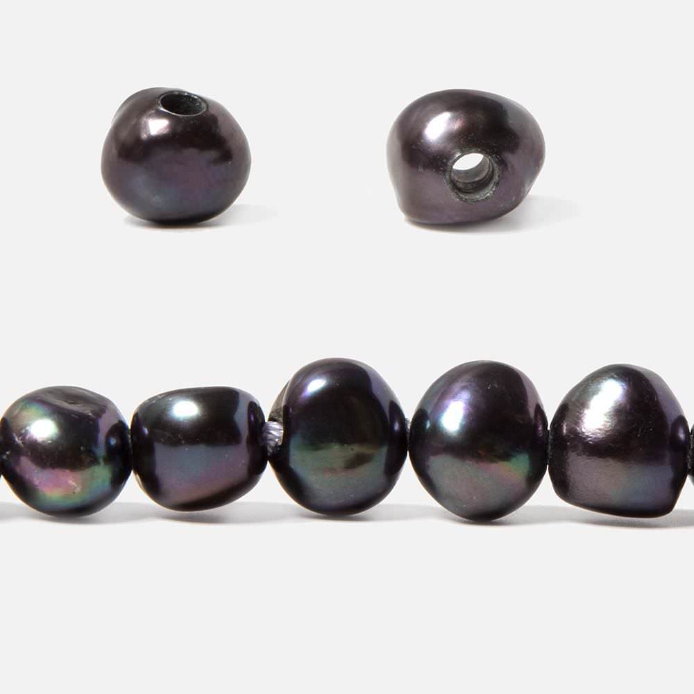 10-11mm Dark Peacock Baroque Side Drill 2.5mm large hole Pearl 44 pcs - Beadsofcambay.com