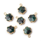 10-11mm Gold Leafed Emerald Faceted Flower Focal Pendant 1 piece - Beadsofcambay.com