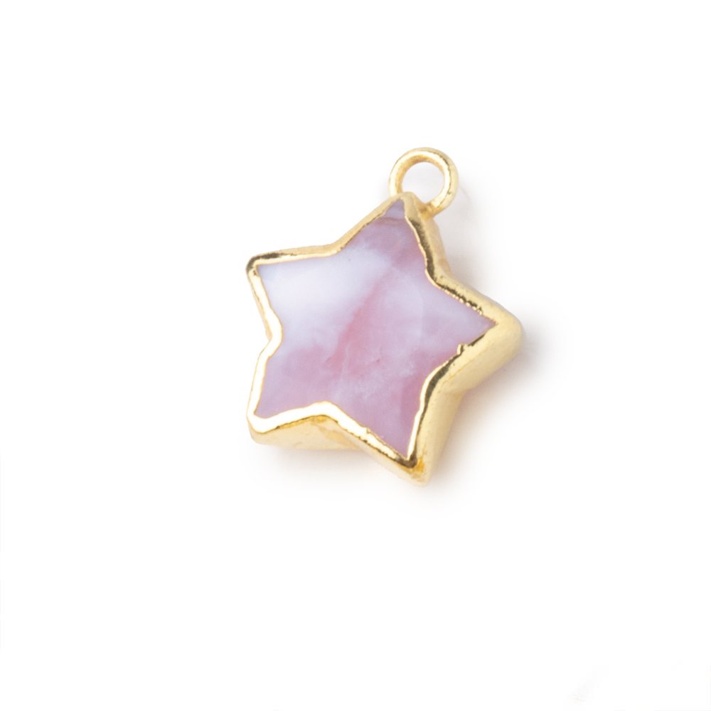 10-11mm Gold Leafed Pink Peruvian Opal Faceted Star Focal Pendant 1 piece - Beadsofcambay.com