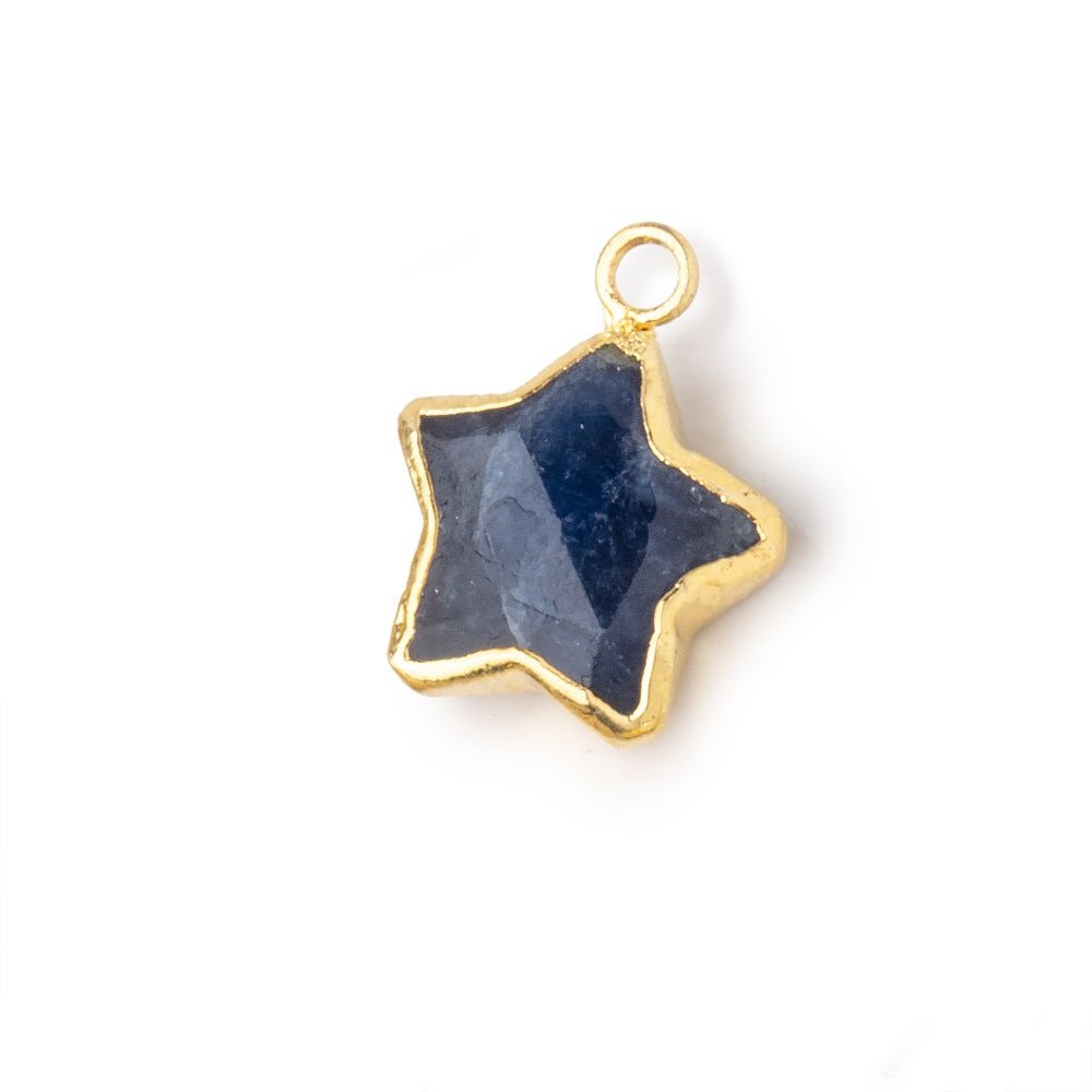 10-11mm Gold Leafed Sapphire Faceted Star Focal Pendant 1 piece - Beadsofcambay.com