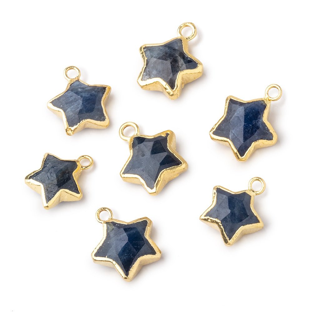 10-11mm Gold Leafed Sapphire Faceted Star Focal Pendant 1 piece - Beadsofcambay.com