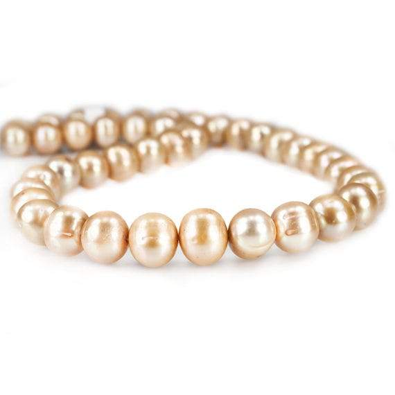 10-11mm Golden Off Round Freshwater Pearls 16 inch 42 pcs - Beadsofcambay.com