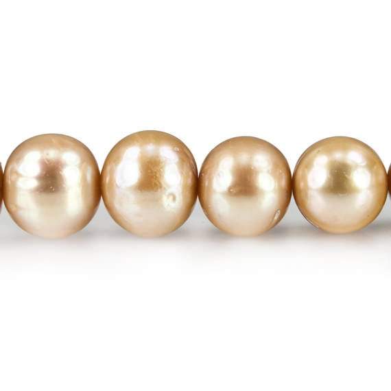 10-11mm Golden Off Round Freshwater Pearls 16 inch 42 pcs - Beadsofcambay.com