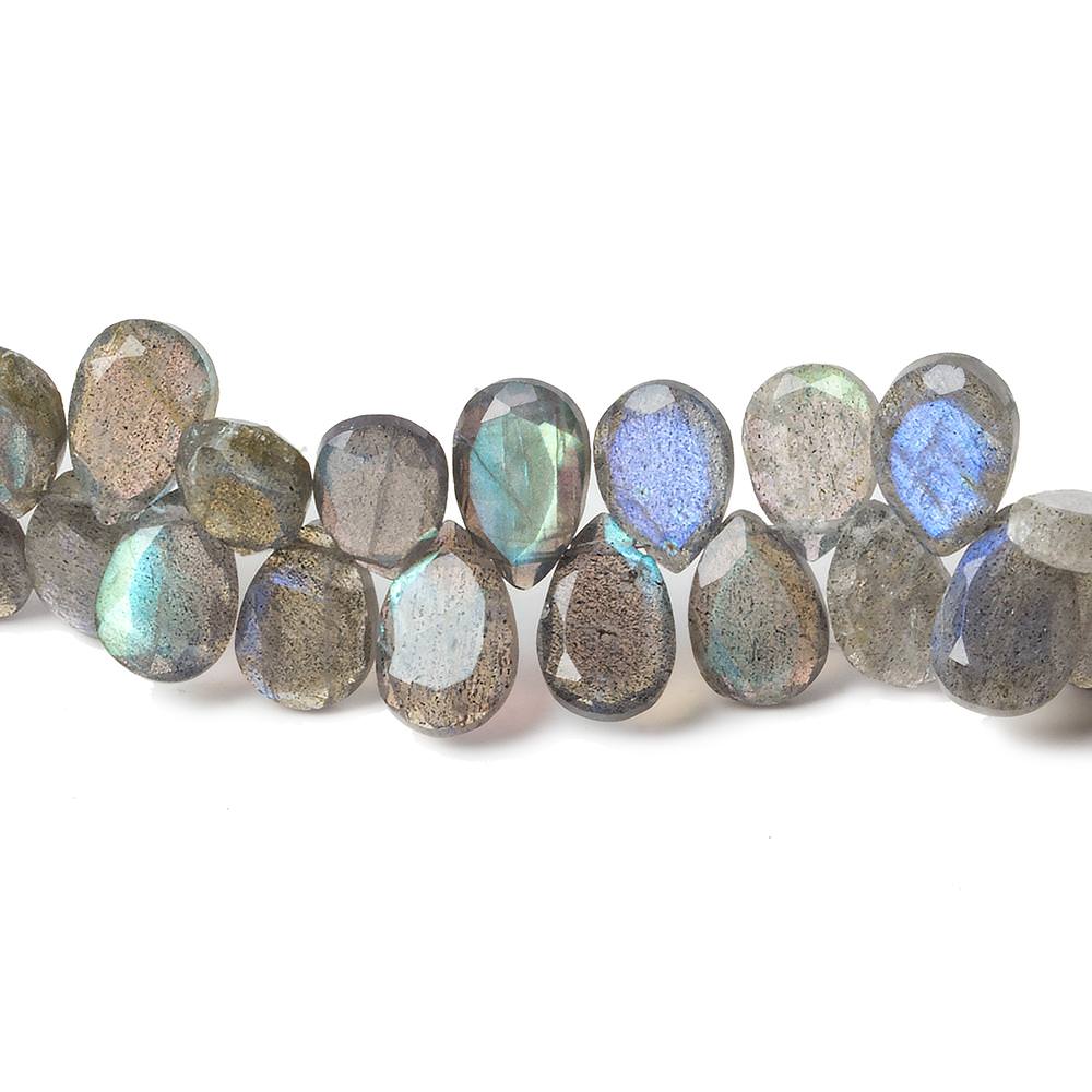 10-11mm Labradorite Bezel Faceted Pear Beads 8 inch 48 pieces - Beadsofcambay.com