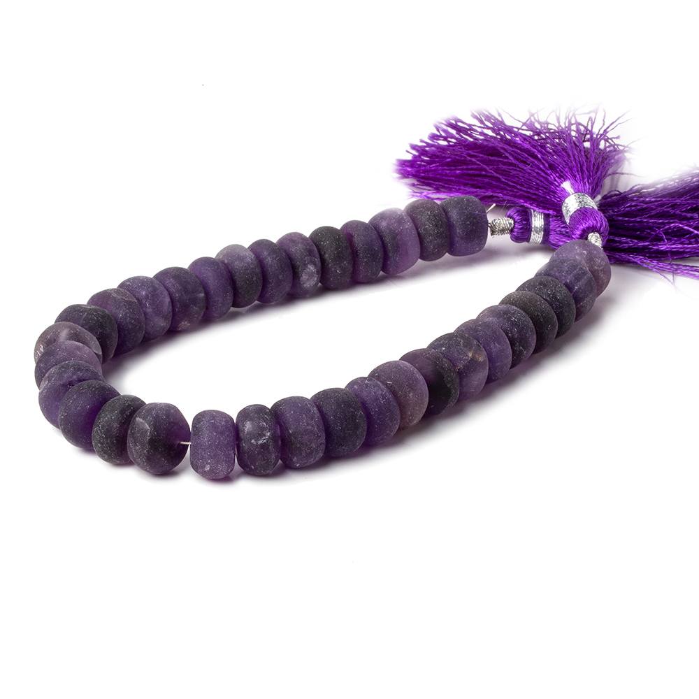 10-11mm Matte Amethyst plain rondelles 7.5 inch 30 beads A - Beadsofcambay.com