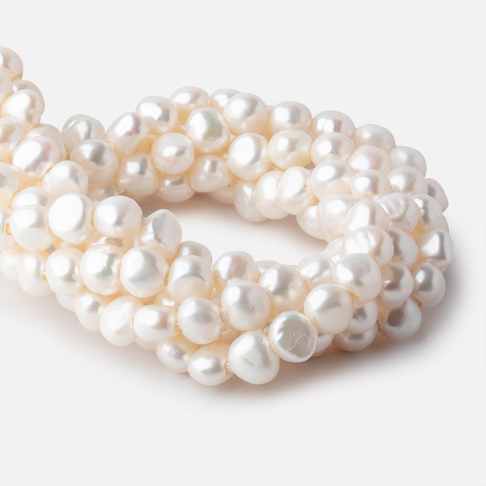 10-11mm Off White Baroque Side Drill 2.5mm large hole Pearls 15 in. 38 pcs - Beadsofcambay.com