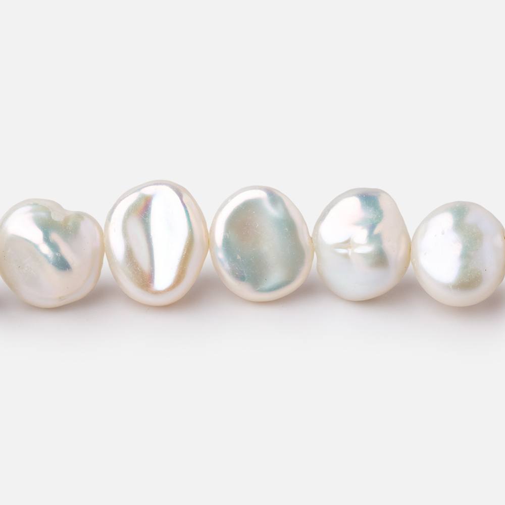 10-11mm Off White Side Drilled Keshi Freshwater Pearls 15.5 inch 40 pieces - Beadsofcambay.com