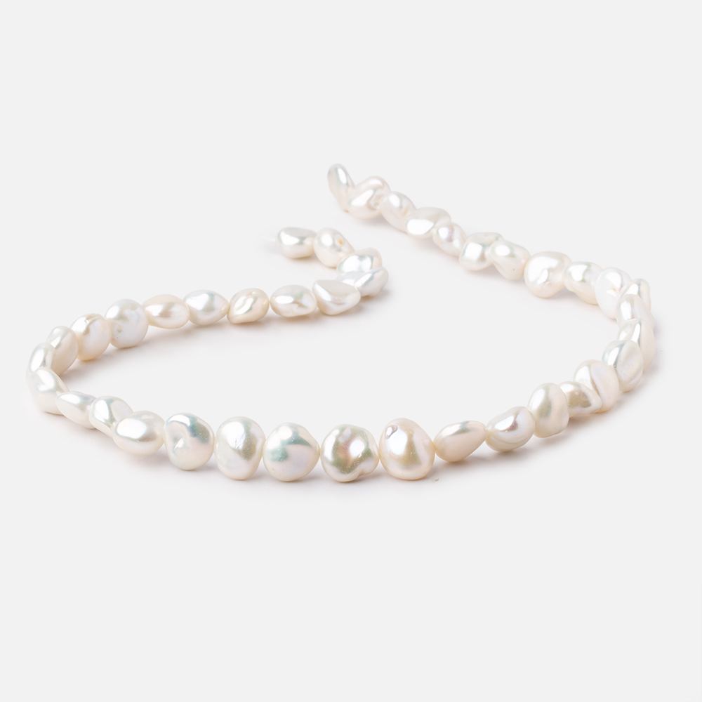 10-11mm Off White Side Drilled Keshi Freshwater Pearls 15.5 inch 40 pieces - Beadsofcambay.com