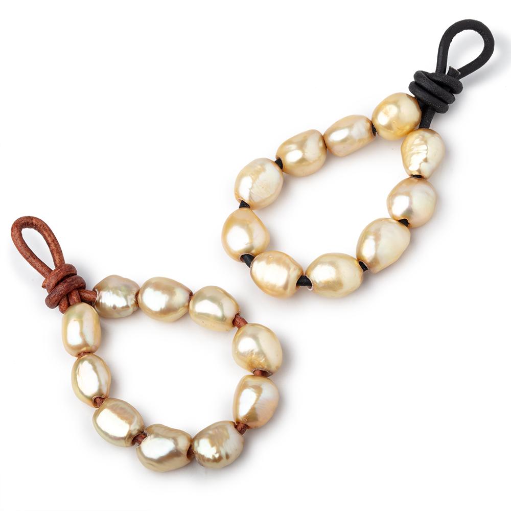 10-11mm Pale Gold Large Hole Baroque Pearls Set of 10 - Beadsofcambay.com