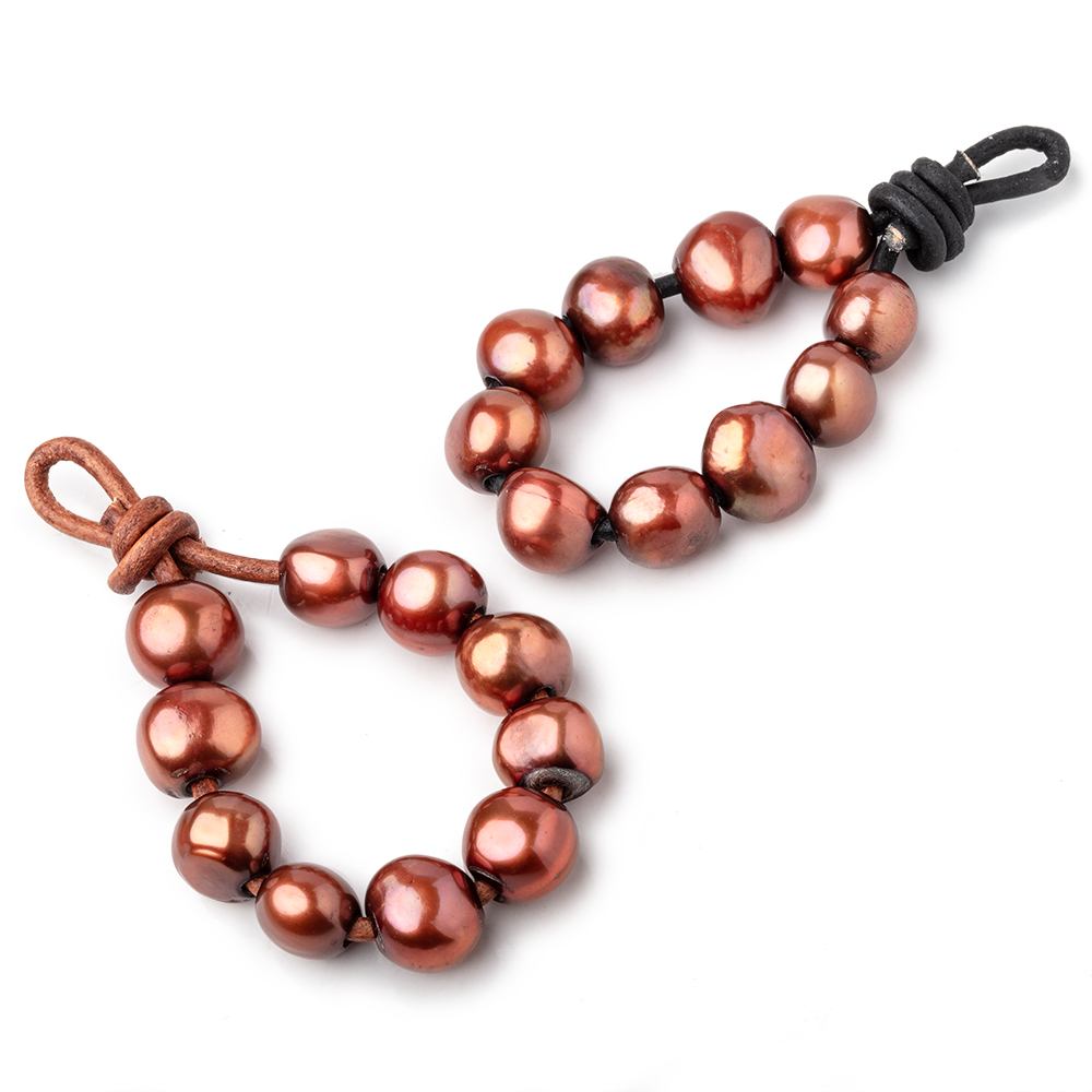 10-11mm Paprika Brown Large Hole Baroque Pearls Set of 10 - Beadsofcambay.com