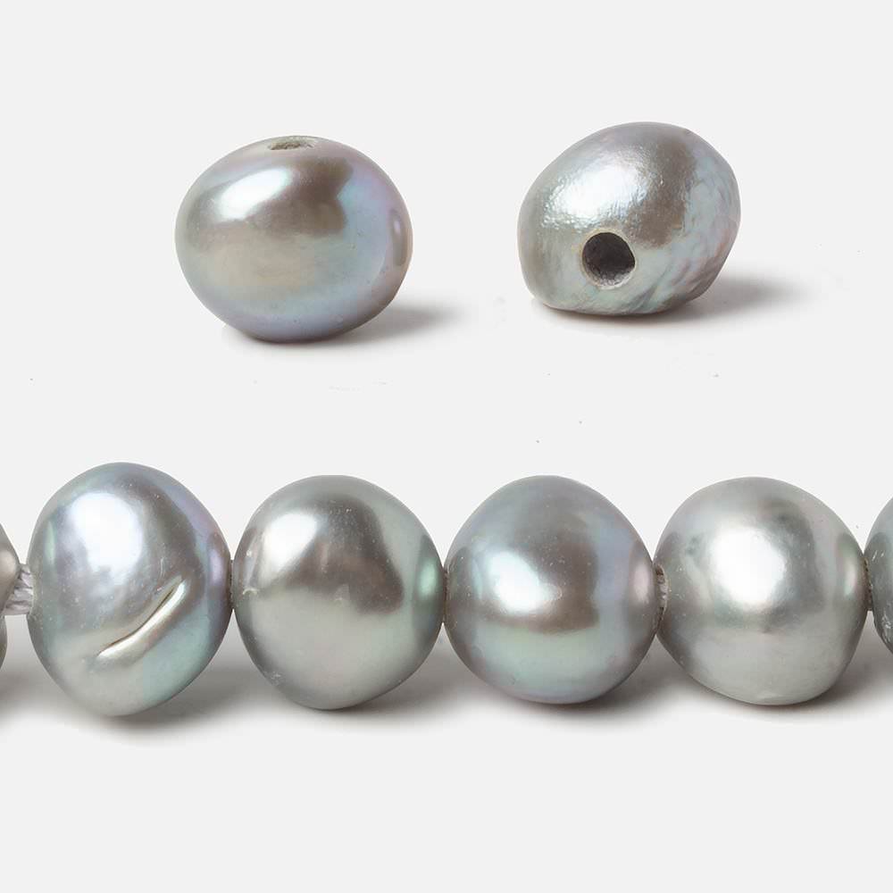 10-11mm Pistachio Silver 2.5mm Large Hole Baroque Freshwater Pearl 15 in 40 pcs - Beadsofcambay.com