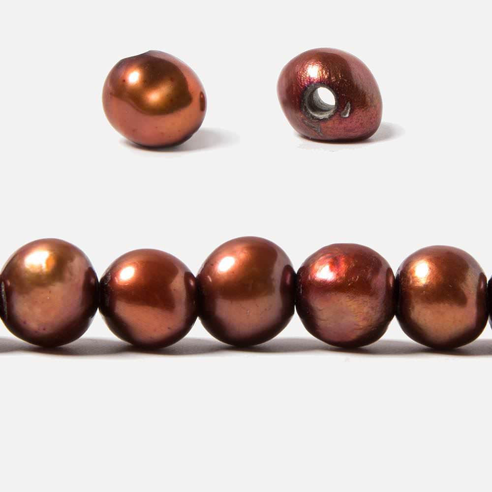 10-11mm Reddish Brown Baroque Side Drill 2.5mm large hole Pearl 47 pcs - Beadsofcambay.com