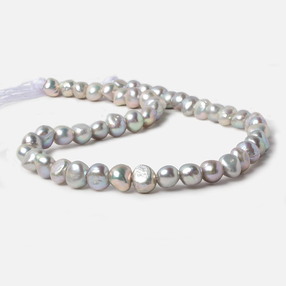 10-11mm Rose' Silver Baroque large hole Freshwater Pearls 16 inch 50 pieces - Beadsofcambay.com