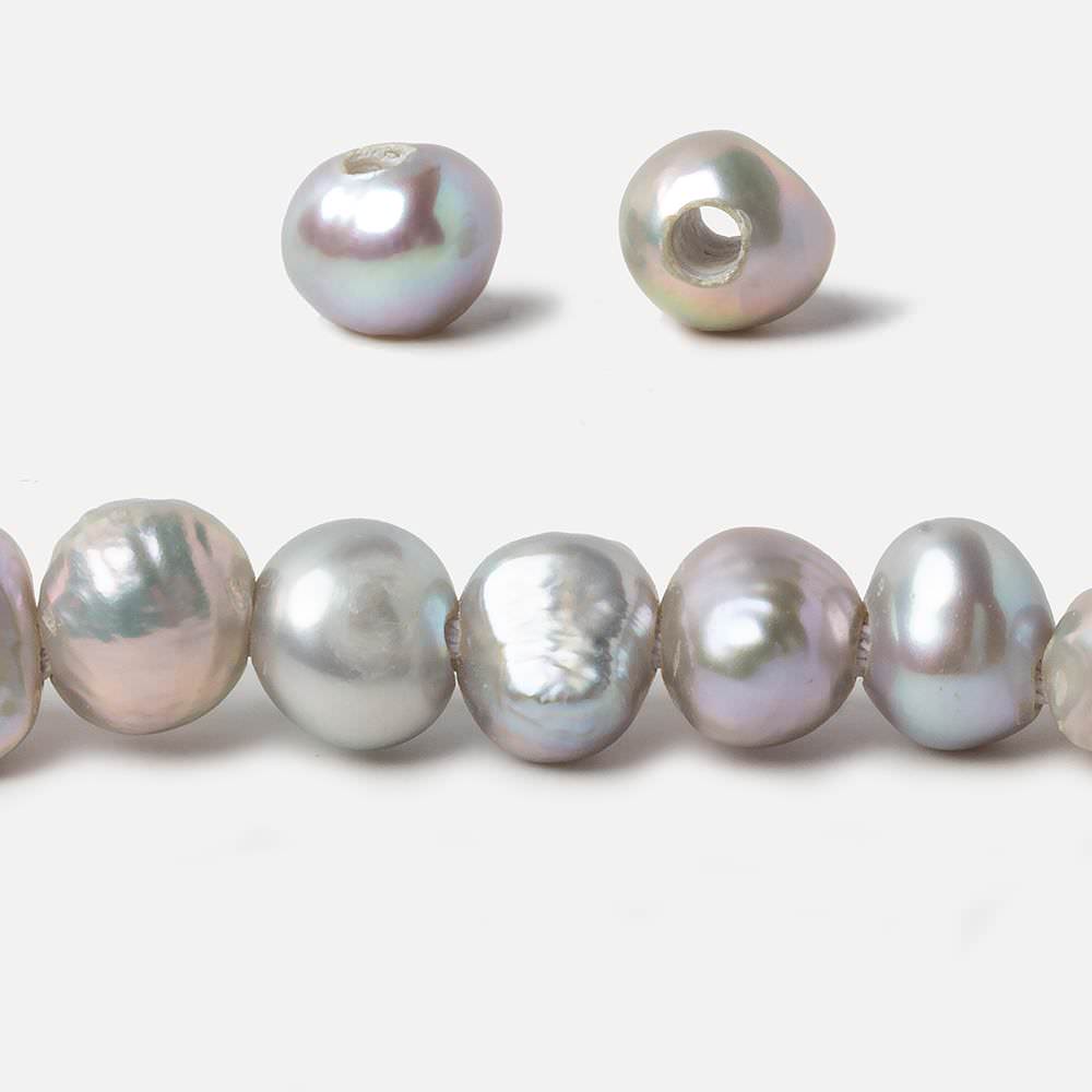 10-11mm Rose' Silver Baroque large hole Freshwater Pearls 16 inch 50 pieces - Beadsofcambay.com