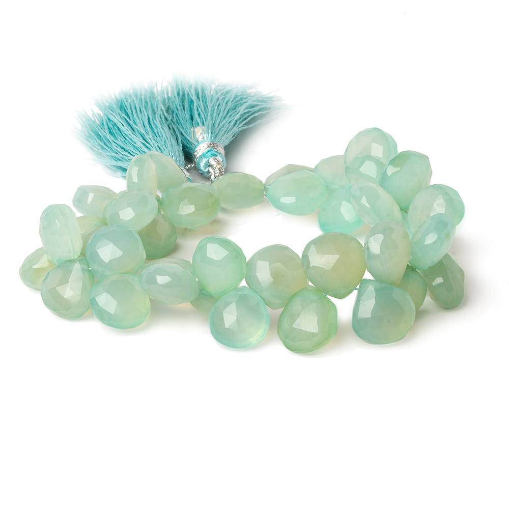 10-11mm SeaGreen Chalcedony Faceted Heart Beads 8 inch 40 pieces - Beadsofcambay.com