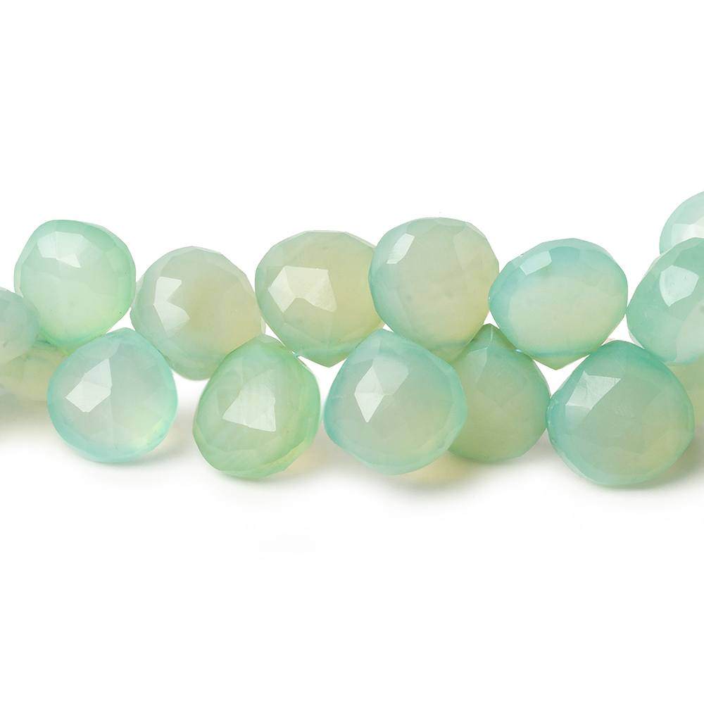 10-11mm SeaGreen Chalcedony Faceted Heart Beads 8 inch 40 pieces - Beadsofcambay.com