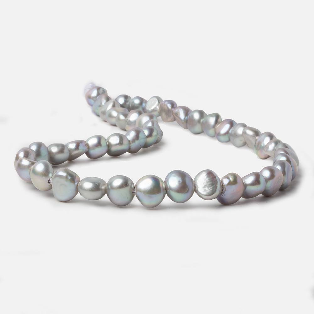 10-11mm Soft Rose' Silver 2.5mm Large Hole Baroque Freshwater Pearl 15 in. 43 pcs - Beadsofcambay.com