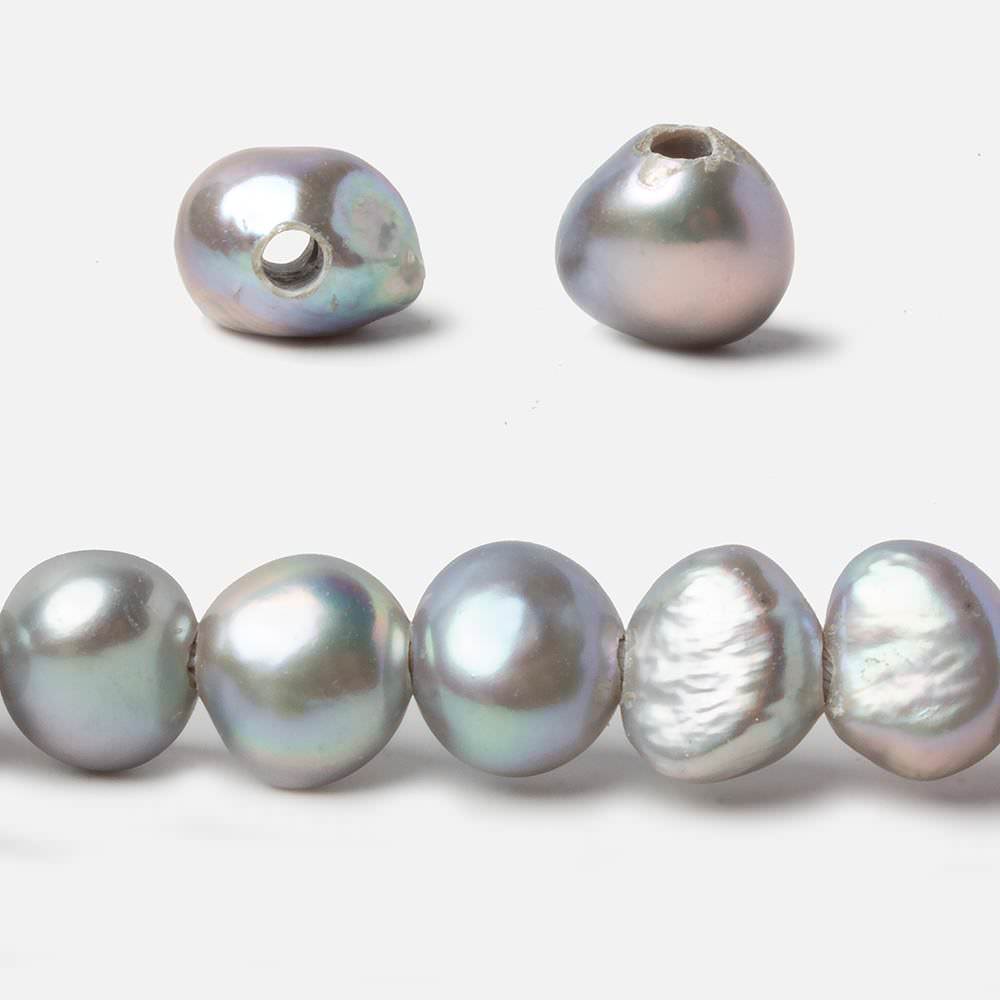 10-11mm Soft Rose' Silver 2.5mm Large Hole Baroque Freshwater Pearl 15 in. 43 pcs - Beadsofcambay.com