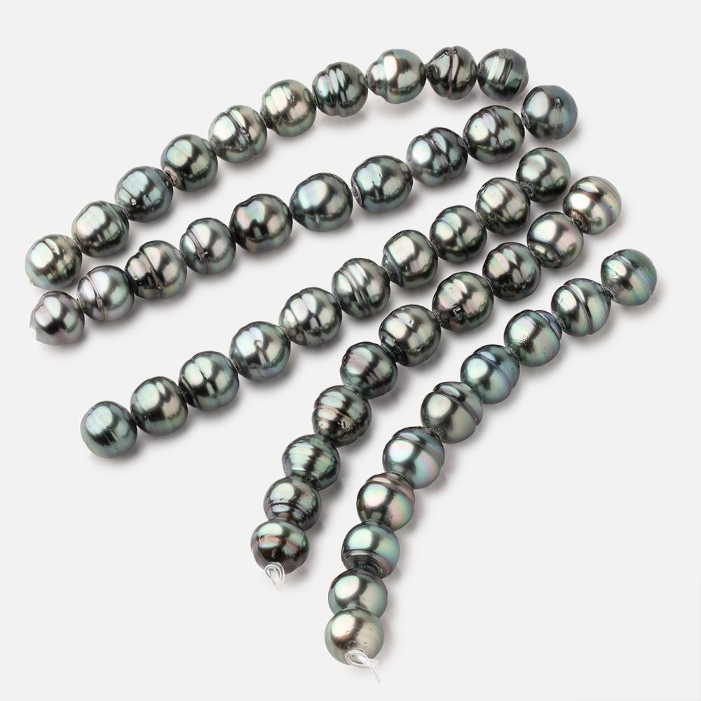 10-11mm Tahitian 2mm Large Hole Saltwater Pearls 4 inch 10 Beads AA - Beadsofcambay.com