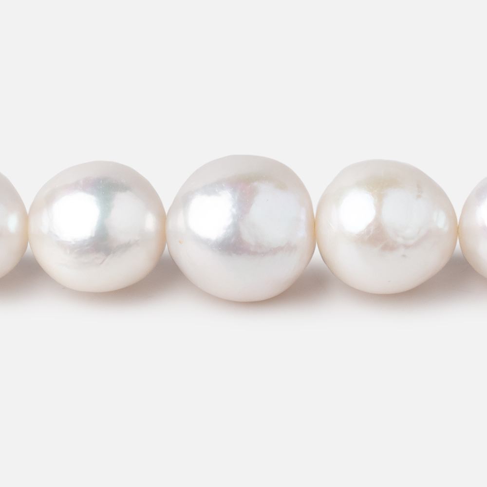 10-12.5mm White Off Round Freshwater Pearls 16 inch 34 Beads AA - Beadsofcambay.com