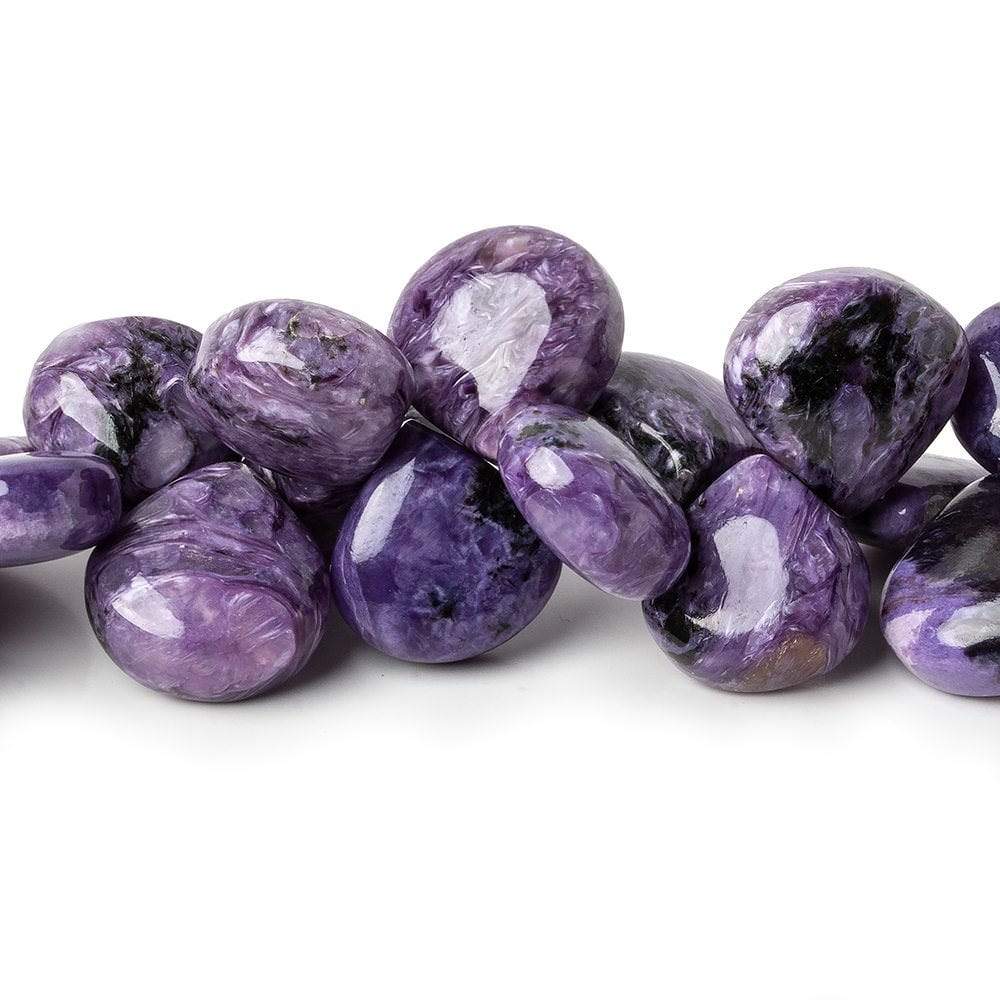 10-12mm Charoite plain cleft less heart beads 8 inch 41 pieces A - Beadsofcambay.com