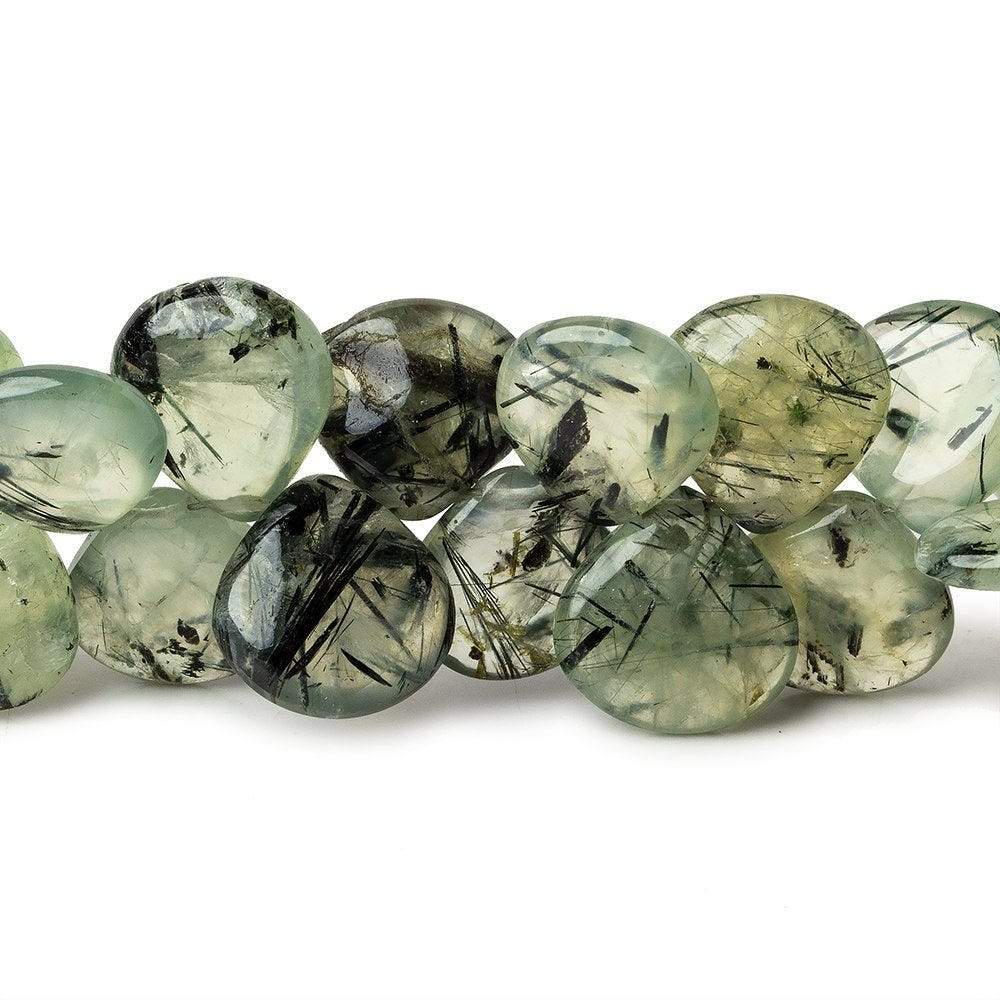 10-12mm Dendritic Prehnite Plain Heart Beads 7.5 inch 43 pieces - Beadsofcambay.com