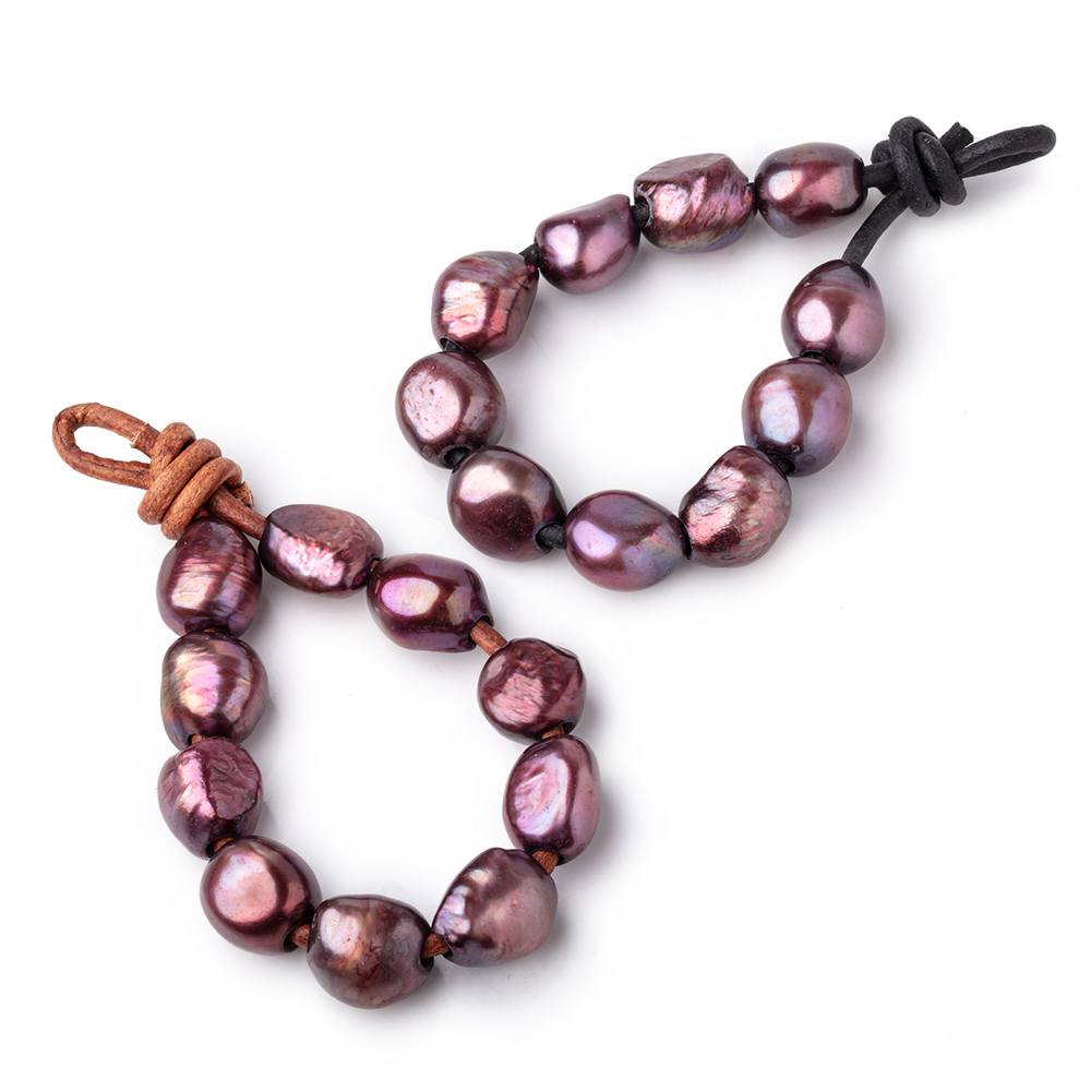 10-12mm Dusty Rose Large Hole Baroque Pearls Set of 10 - Beadsofcambay.com