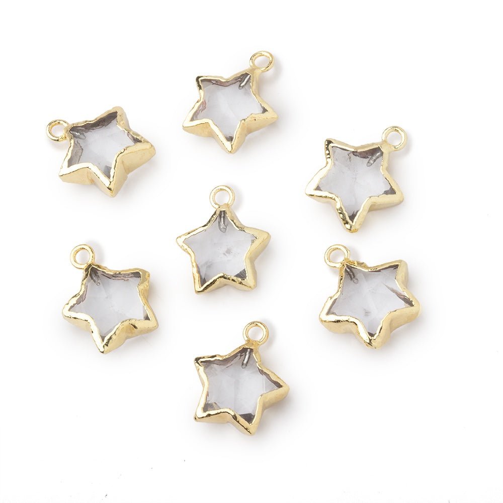 10-12mm Gold Leafed Crystal Quartz Faceted Star Focal Pendant 1 piece - Beadsofcambay.com