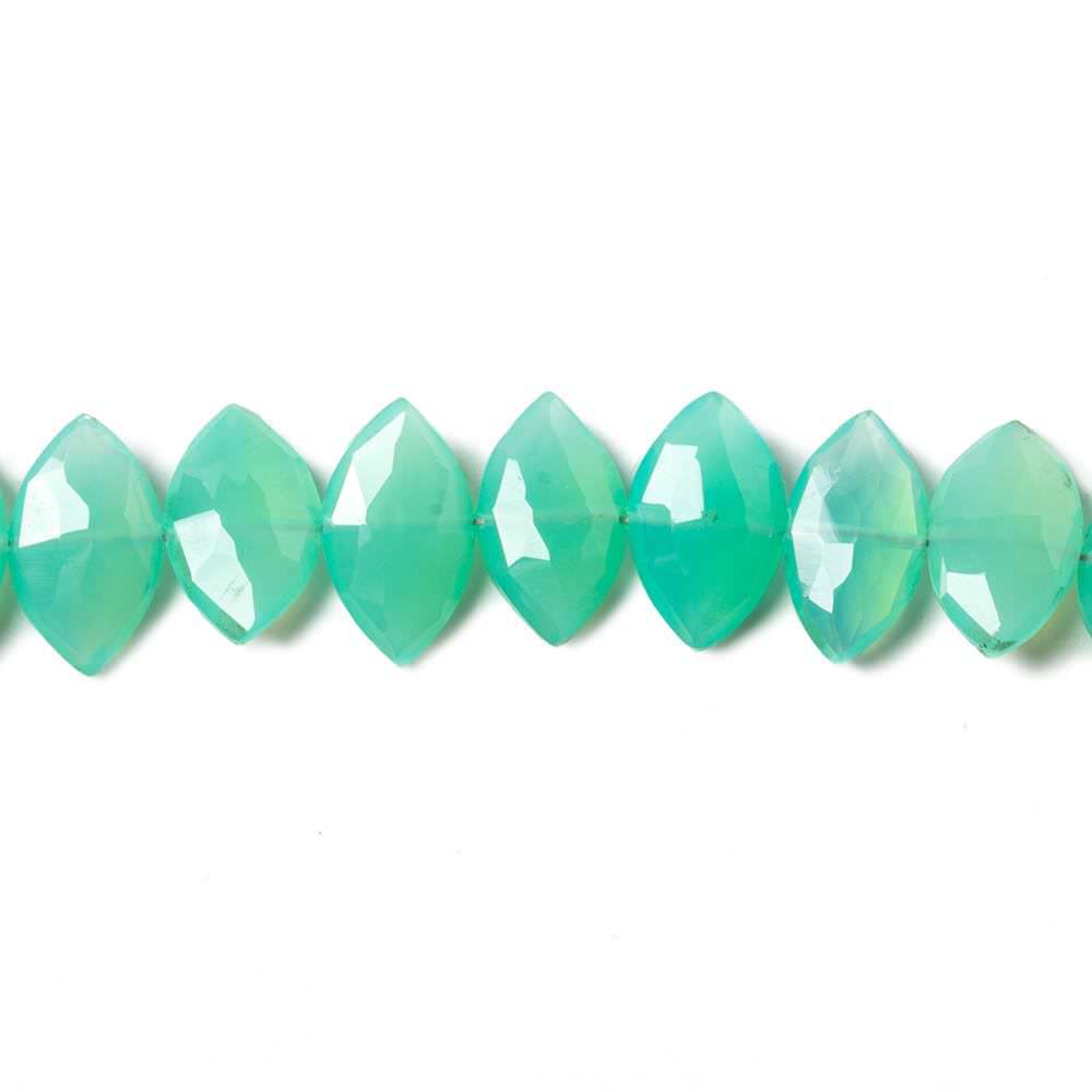 10-12mm Green Chalcedony Side Drilled Faceted Marquise Beads 8 inch 30 pieces - Beadsofcambay.com