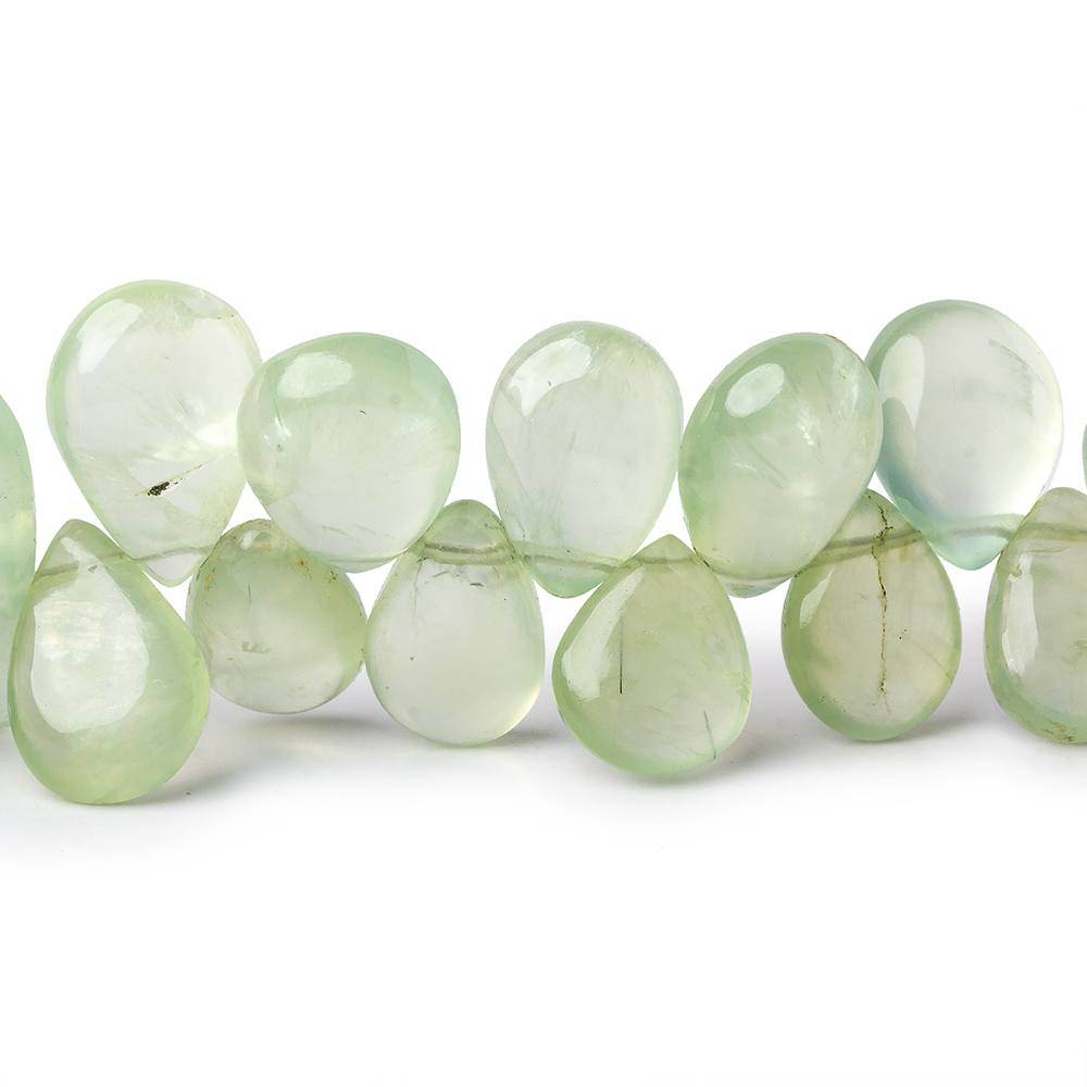 10-12mm Green Prehnite Plain Pear Beads 8 inch 42 pieces - Beadsofcambay.com