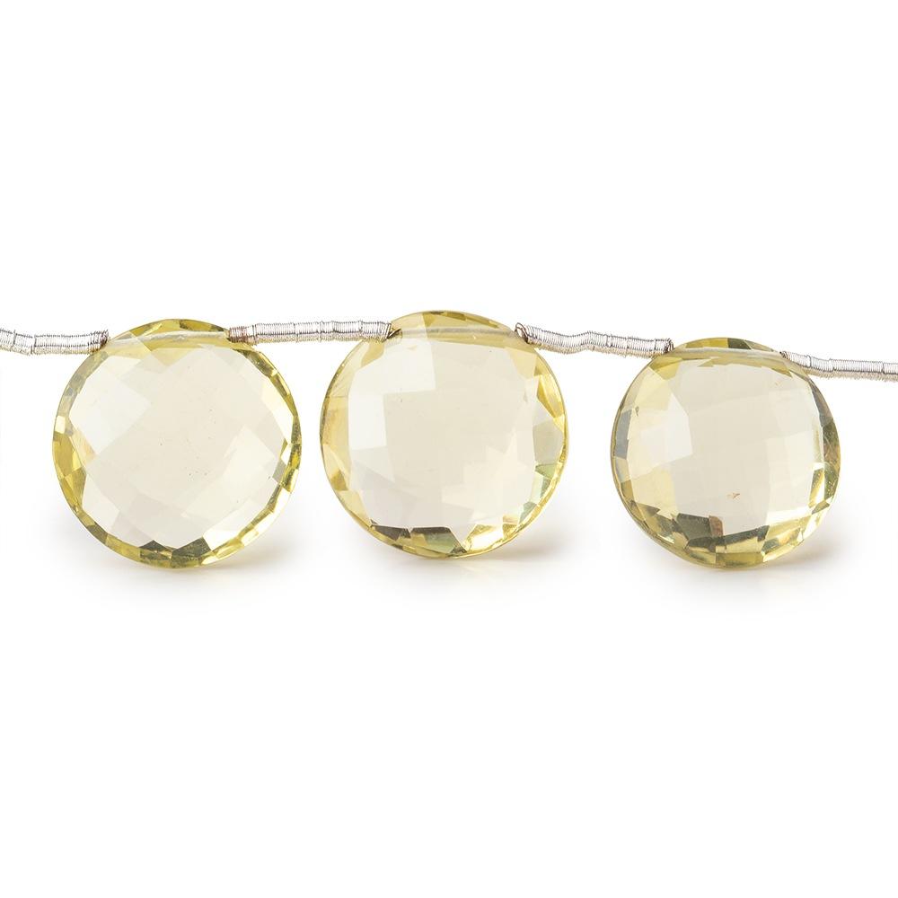 10-12mm Lemon Quartz Top Drilled Faceted Coin Beads 7 inch 15 pieces - Beadsofcambay.com