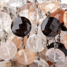 10-12mm Multi Gemstone Faceted Coin Beads on Black Gold over .925 Silver Chain - Beadsofcambay.com