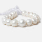 10-12mm Off White Baroque Large Hole Freshwater Pearl 8 inch 17 pieces B grade - Beadsofcambay.com