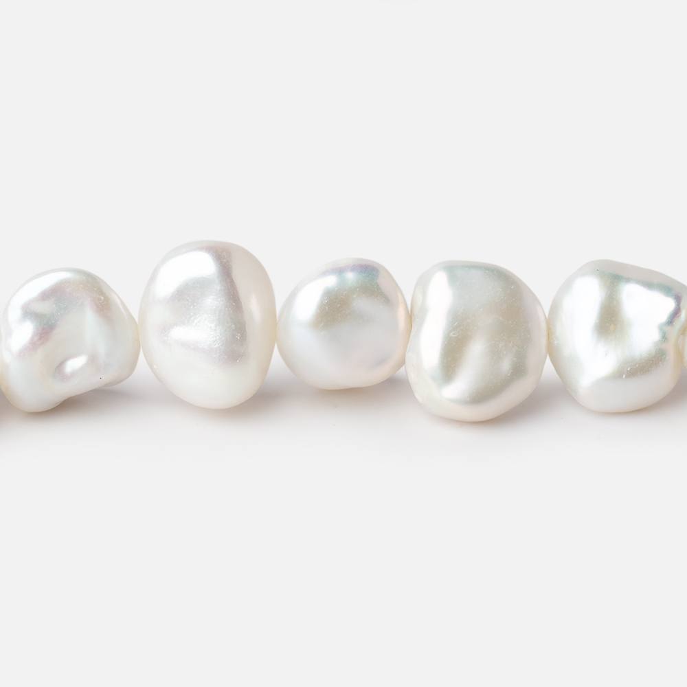 10-12mm Off White Keshi side drilled Freshwater Pearls 15.75 inch 40 Beads AAA - Beadsofcambay.com