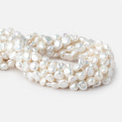 10-12mm Off White Keshi side drilled Freshwater Pearls 15.75 inch 40 Beads AAA - Beadsofcambay.com