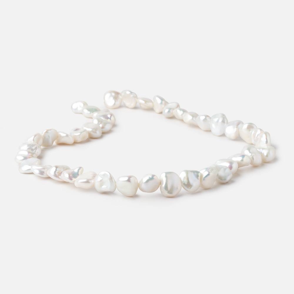 10-12mm Off White Keshi side drilled Freshwater Pearls 15.75 inch 40 Beads AAA - Beadsofcambay.com